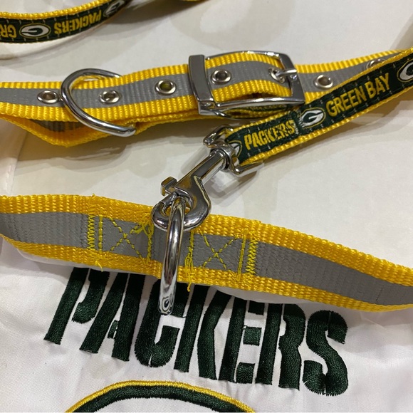 โ๏ธSOLDโ๏ธ๐HP๐๐Pets First, NFL,Green Bay Packers, Reflective Dog Collar & Leash - Picture 11 of 14